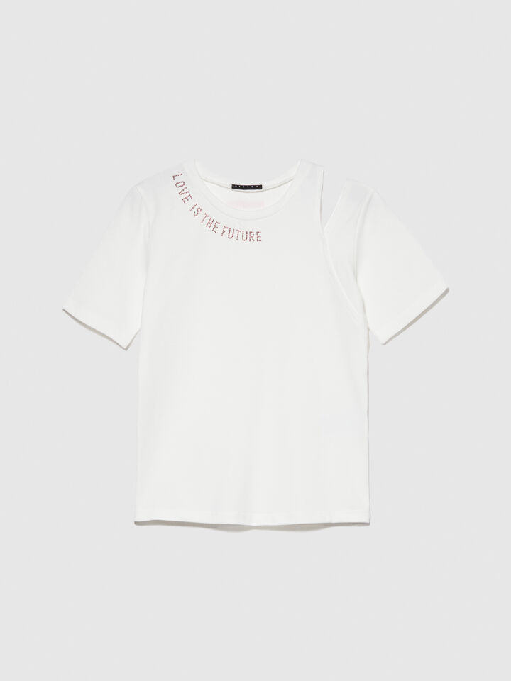 T-shirt with cut out - girls' short sleeve t-shirts - White | Sisley Young image number 1
